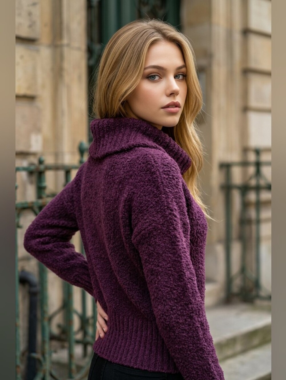 𝐌𝐔𝐃𝐃 𝐂𝐎𝐖𝐋 𝐍𝐄𝐂𝐊 𝐊𝐍𝐈𝐓𝐓𝐄𝐃 𝐏𝐔𝐑𝐏𝐋𝐄 𝐒𝐖𝐄𝐀𝐓𝐄𝐑🟡 - Picture 6 of 11